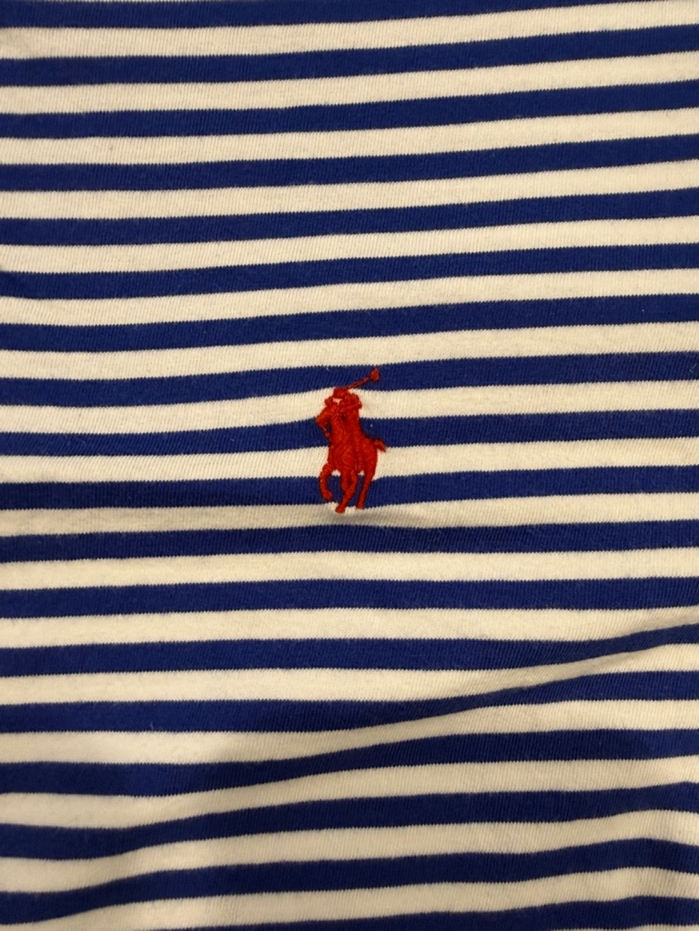 Polo by Ralph Lauren Blue & White Striped V-Neck Tee with Red Pony - Picture 3 of 10